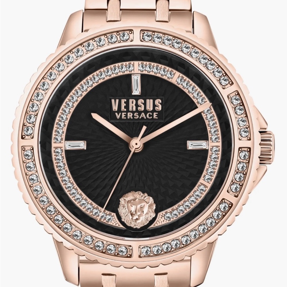 NWT Versace Montorgueil Swarovski Crystal Embellished Bracelet Watch, 38mm